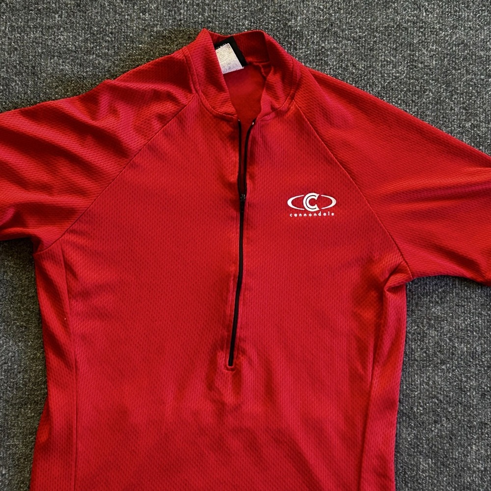 Cannondale Vintage Cycling Jersey Men's M Red USA Made HPX Dry Rot Elastic
